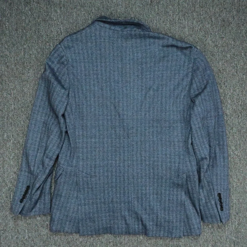 Brooks Brothers Blazer Mens 40S Blue Herringbone Regent Fit Linen Blend Stretch